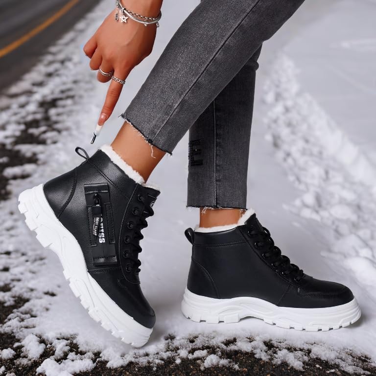 Snow Boots for Women,Platform Winter Boots Warm Sneaker,Hiking Shoes Waterproof with Zipper2
