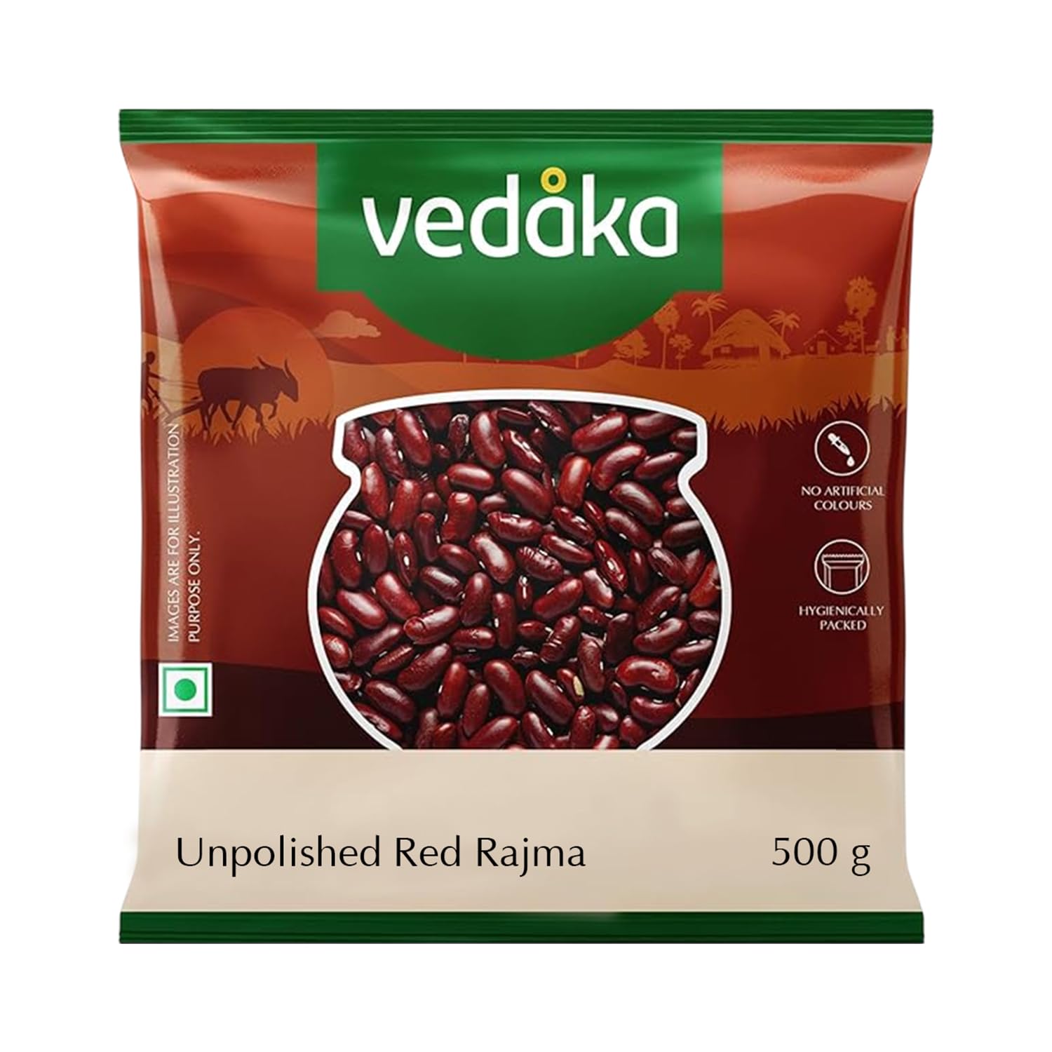 Amazon Brand - Vedaka Unpolished Red Rajma | 500 G | Premium Red Rajma