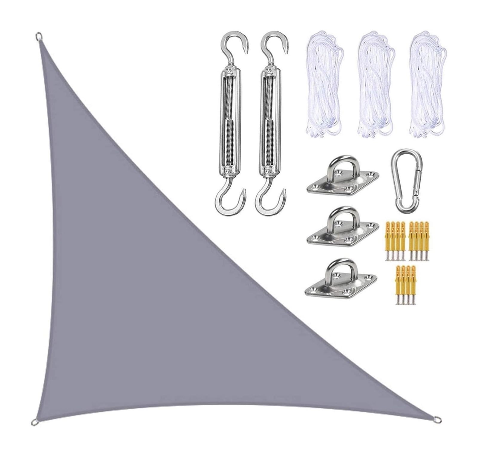 Toldo transpirable triangular gris permeable que evita el calor en patios