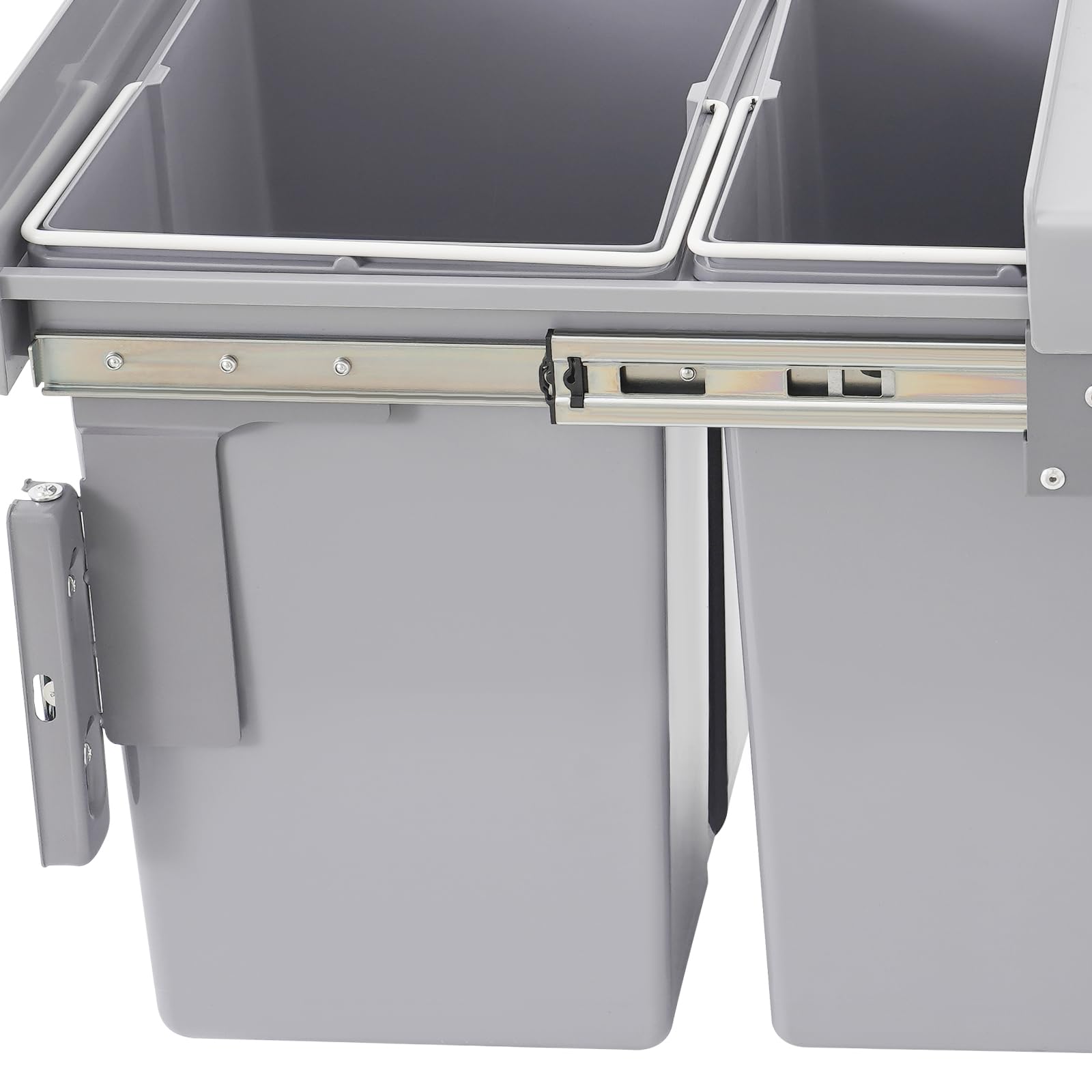 Mülltrennsystem 40L 2 Fächer Einbaumülleimer Ausziehbar Abfalleimer 49×35×43CM Küchenmülleimer Küchenunterschrank Abfallsammler für Häuser, Restaurants, Cafés, Büros, Küchen