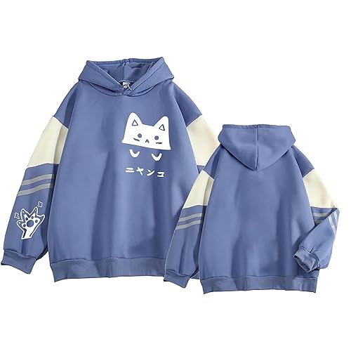 Women's Hoodies Cute Cat Printed Oversized Sweatshirts Trendy Casual Cozy