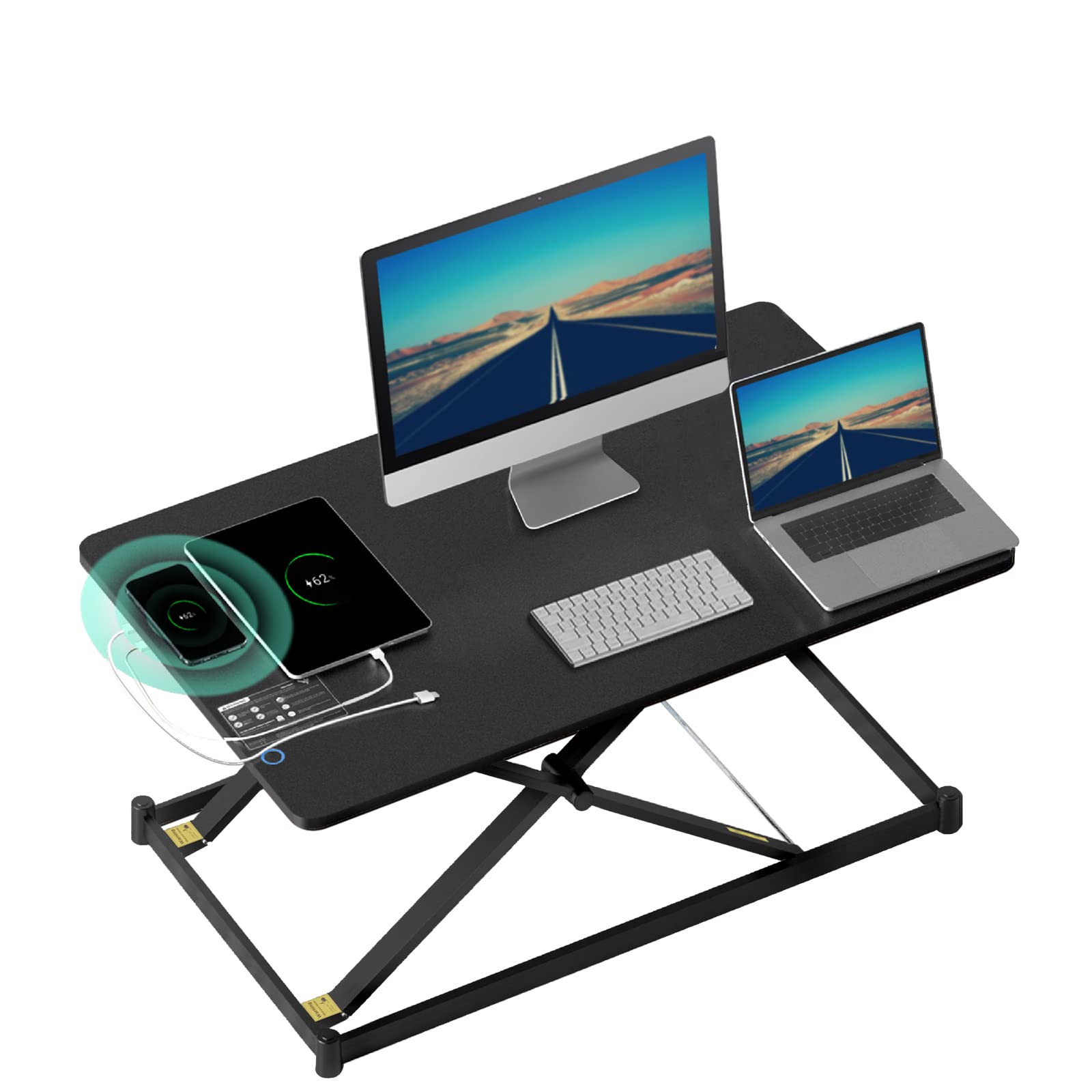 Buy Leband Electric Standing Desk Converter with Wireless Charging and