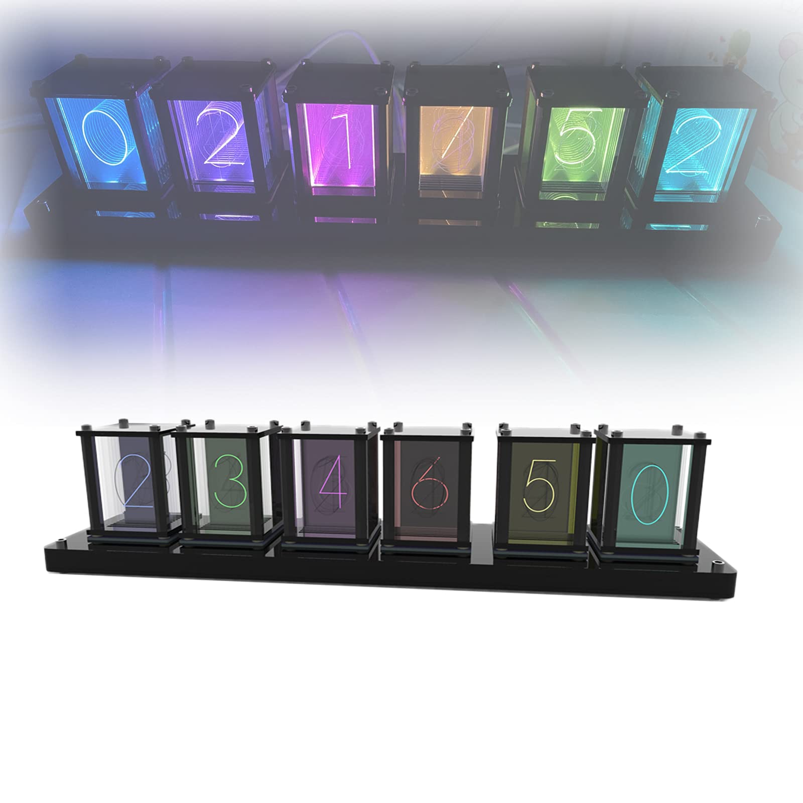 Regalos Personalizados, Kit de Reloj Nixie, Reloj Despertador Digital con Brillo Ajustable, sincronización precisa e Interfaz de Cable USB Tipo C, para decoración del Hog