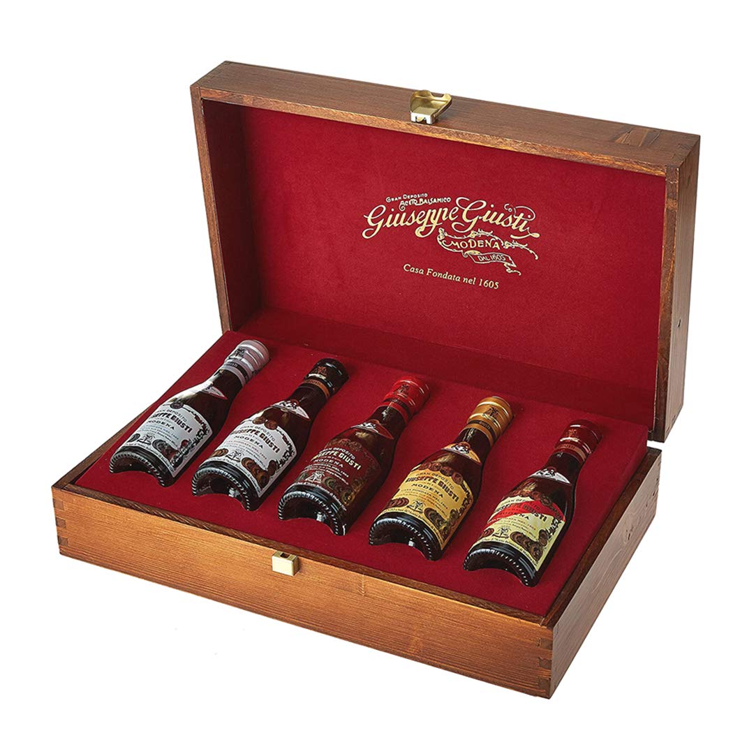 Caja de madera Colección Vinagre Balsámico de Modena Giuseppe Giusti 100 ml x 5