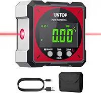 XUNTOP Caixa de nível digital de carregamento USB com laser eletrônico de 4 lados, medidor de ângulo magnético forte IP54, inclinômetro à prova d'água, economiza tempo e esforço em decorações de