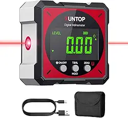 XUNTOP Caixa de nível digital de carregamento USB com laser eletrônico de 4 lados, medidor de ângulo magnético forte IP54, inclinômetro à prova d'água, economiza tempo e esforço em decorações de