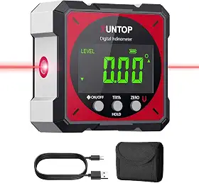 XUNTOP Caixa de nível digital de carregamento USB com laser eletrônico de 4 lados, medidor de ângulo magnético forte IP54, inclinômetro à prova d'água, economiza tempo e esforço em decorações de