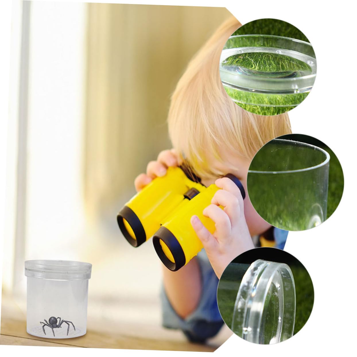 Caja de Observación de Insectos Lupa, 9 Piezas de Plástico | Aumento Triple, Tapa Flujo de Aire, para Niños y Niñas, Kit Educativo de Exploración