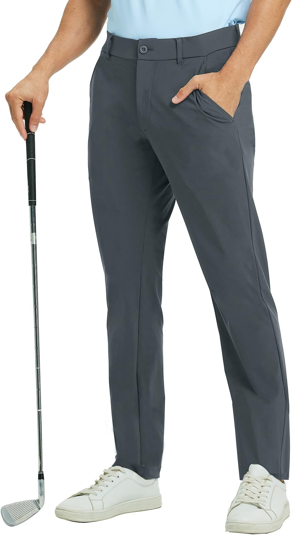 Mens Golf Pants Stretch Classic Fit Quick Dry Lightweight Casual Work Dress Trousers with Pockets