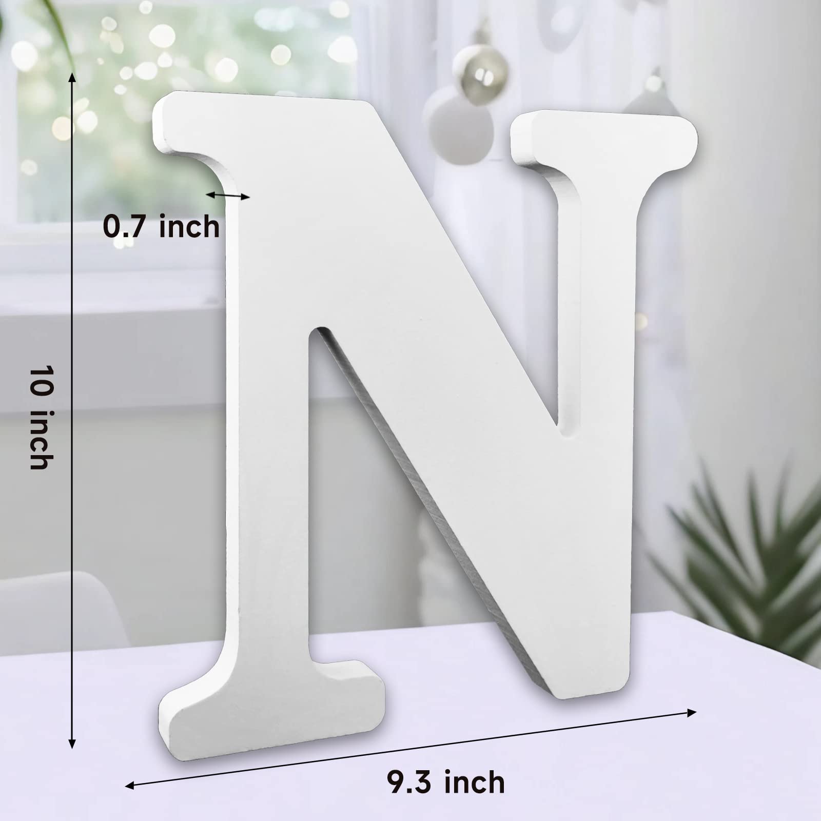 AOCEAN 25 cm, białe duże drewniane litery, niedokończone drewniane litery do dekoracji ścian, dekoracyjne litery stojące, plasterki, znak, dekoracja do rękodzieła, projektów domowych (N)