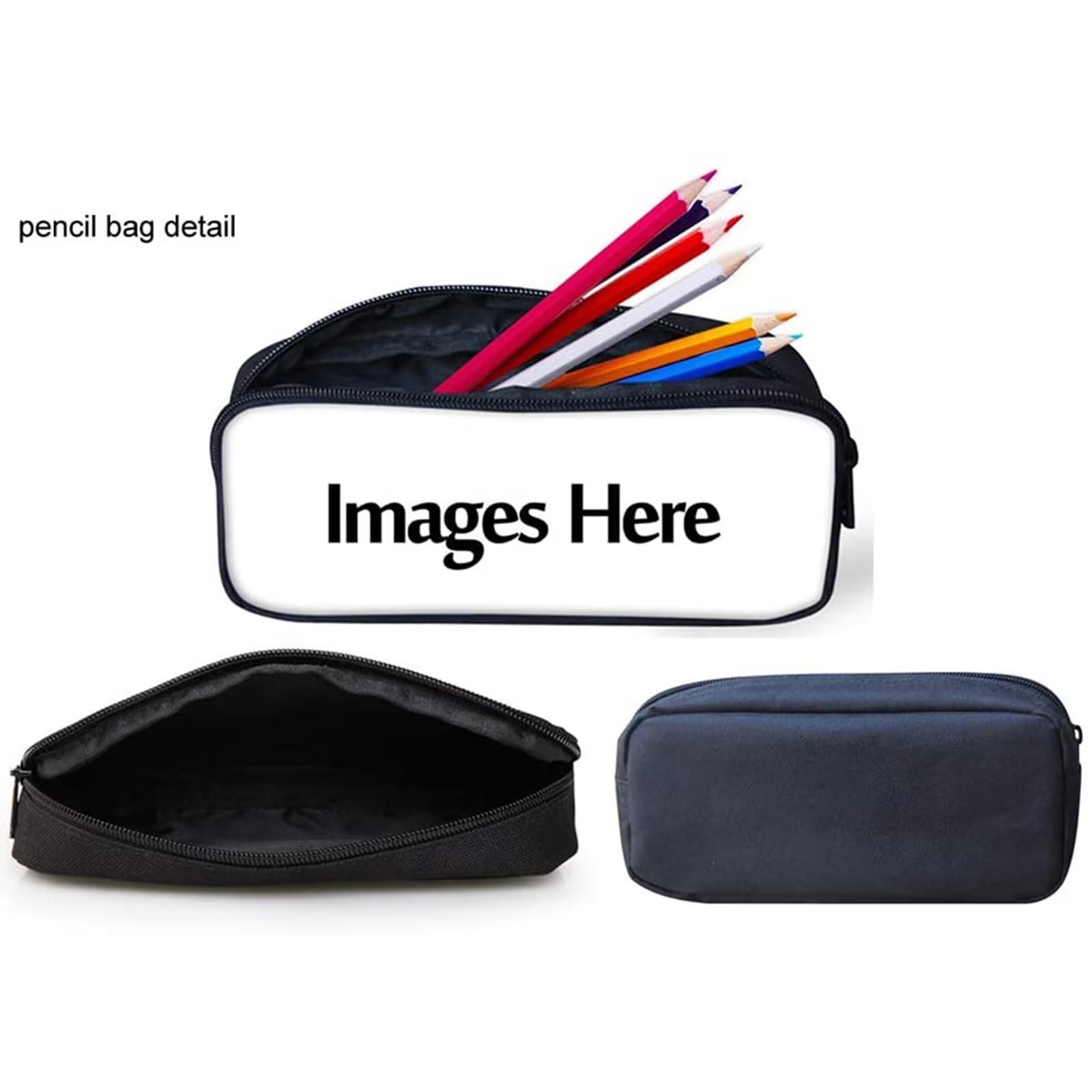 POLERO Juego de 3 bolsas escolares con impresión 3D para el almuerzo, estuche para lápices, Caballo Negro, Talla única, Mochila infantil