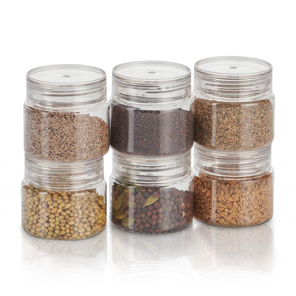 Steelo Homely Plastic Kitchen Jar Container Set Kitchen Organiser Air Tight Jar Container Set Fridge safe US FDA Approved PET Food Grade Heavy Duty Material, BPA Free (Clear, 125 ml, Pack of 6)-image-18