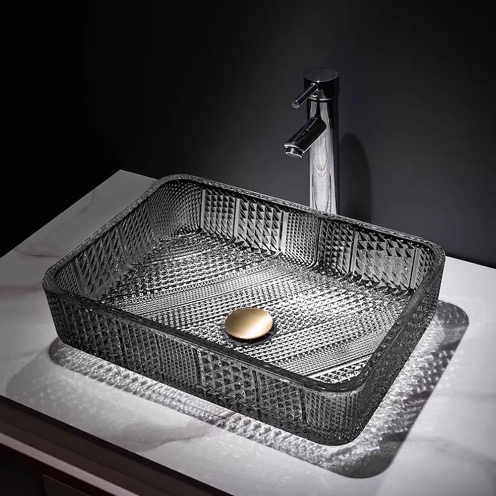 CSXSXAUO Rectangle Vessel Sink, Above Counter Basin with Pop-up Drain for Modern Bathroom Vanity