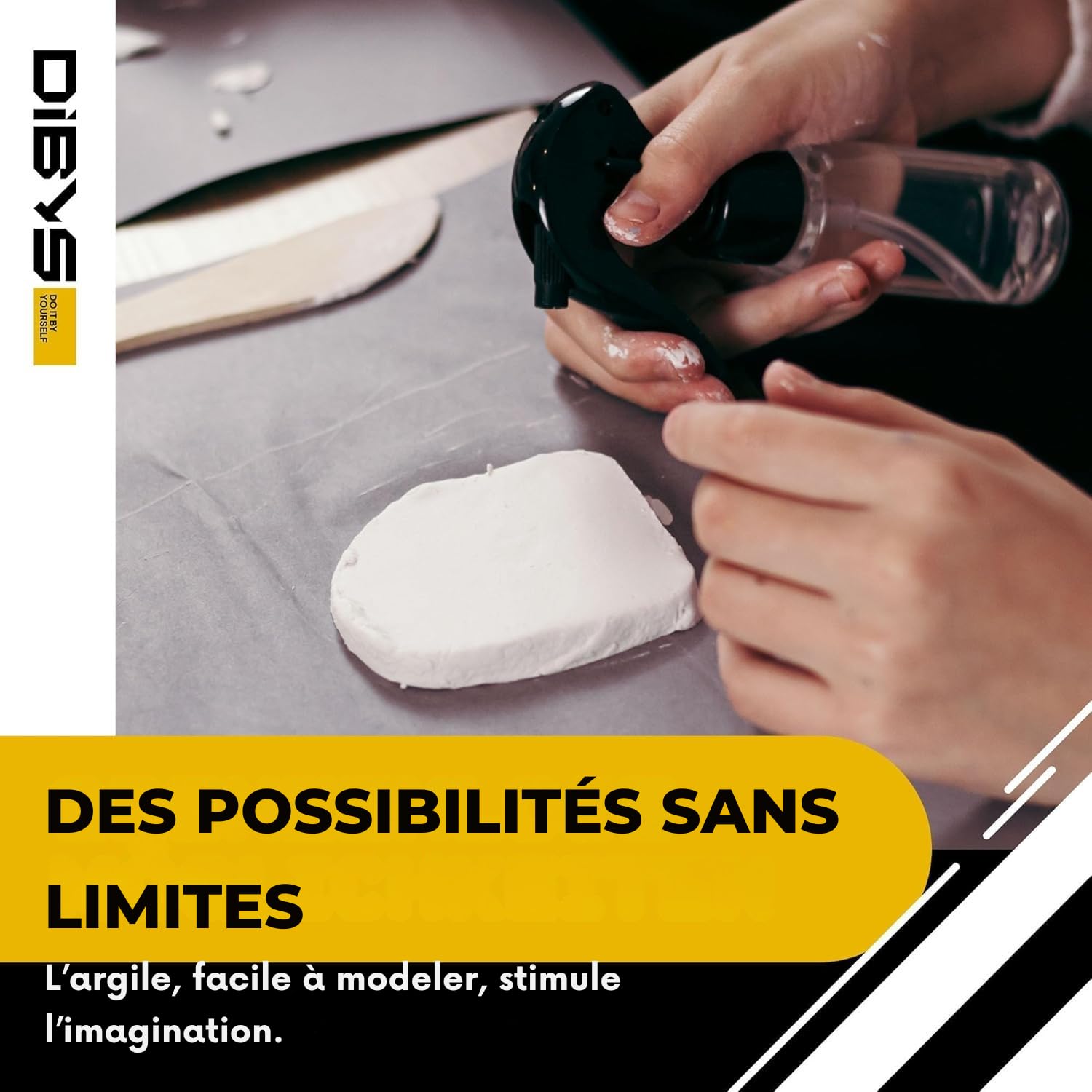 DIBYS Kit de poterie pour la maison | Démarreur avec outil de modelage, argile sèche à l'air en blanc, peintures et pinceaux | Loisirs créatifs DIY | Créatif | Idées cadeaux