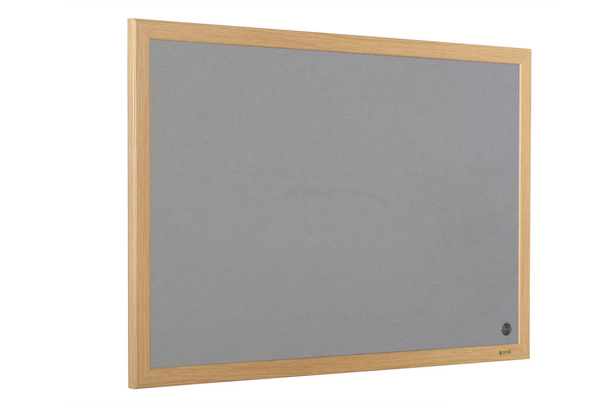 Bi-Office Earth Executive Felt Noticeboard 120x90cm Grey Oak MDF Frame