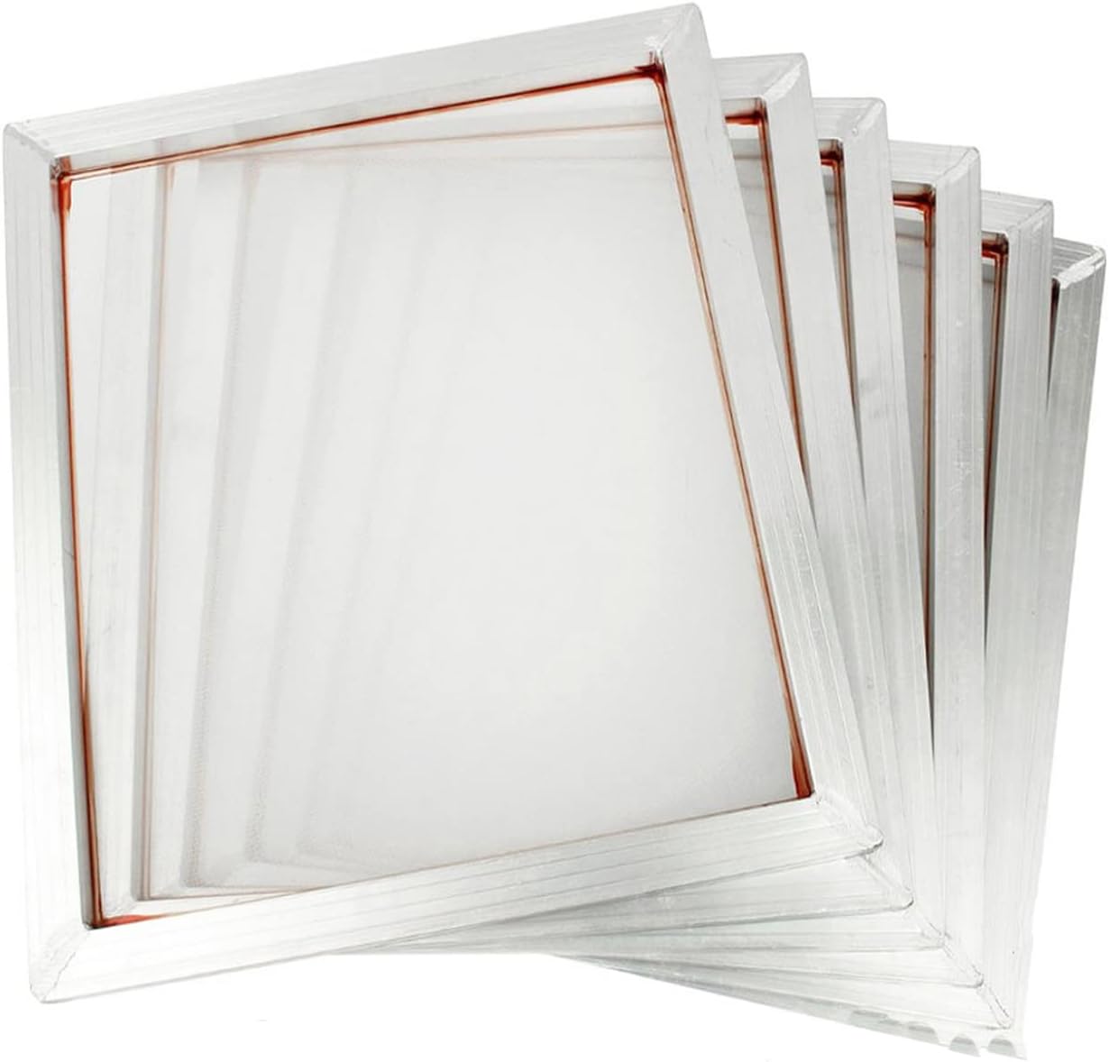 TIANIUSEEN 6 PCs Aluminum Screen Frame with 160 Mesh 64T White Pre-Stretched Silk Screen Printing Frame 12 * 16 inch for Screen Printing