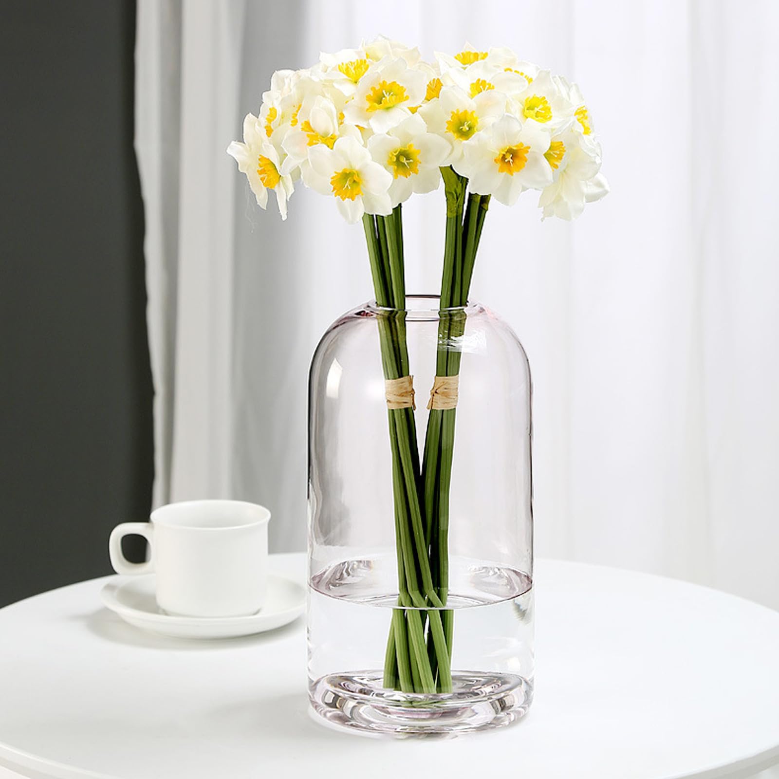 2 Piezas Jarrón Decorativo de Vidrio Redondo Transparente