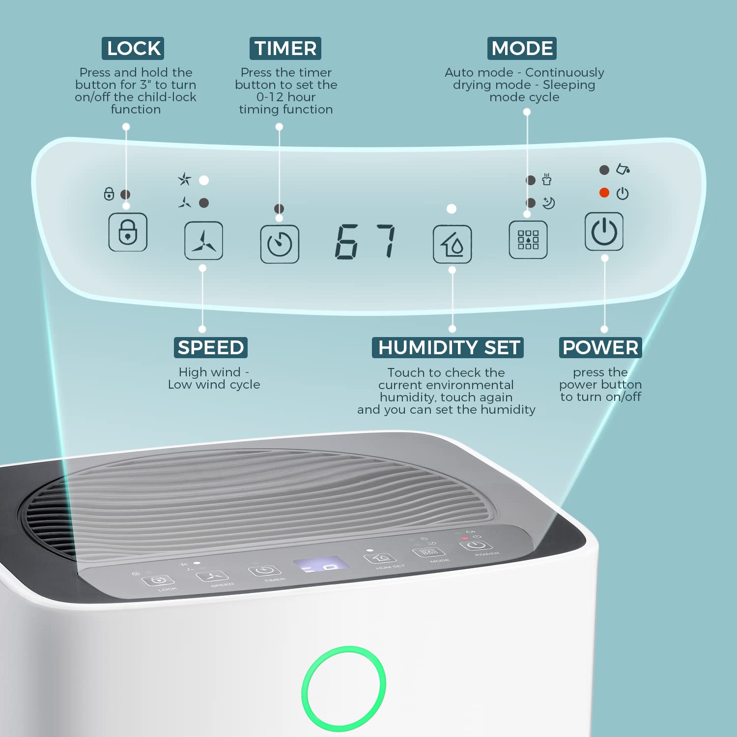 ZAFRO 1000 Sq. Ft Dehumidifier for Home, Basement and Large Room with