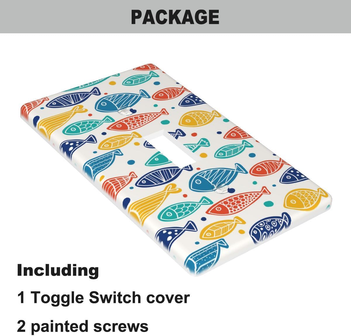 Tropical Fish Light Switch Cover Plates Colorful Group of Fish Sea Ocean Single Toggle Wall Plate 1 Gang Lightswitch Cover Home Decorative Office 4.5"x 2.76"
