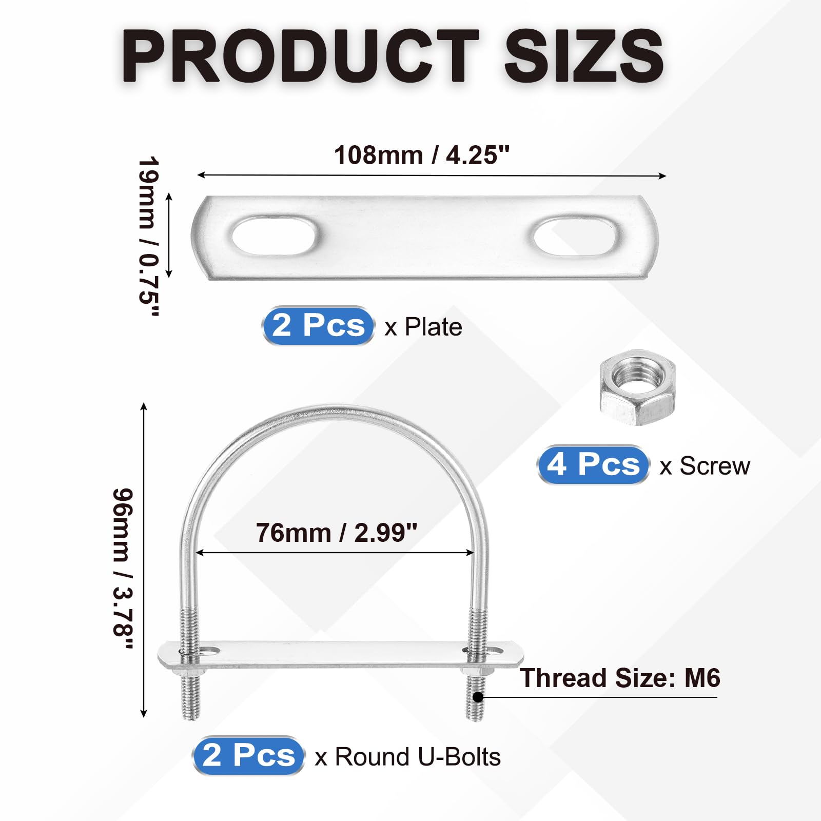 PATIKIL Round U-Bolts - Image 2