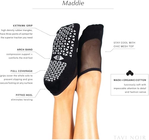 Miniatura 39 de TAVI - Calcetines de agarre inteligente para mujer, pilates, pantuflas, yoga y ballet, barre Ébano