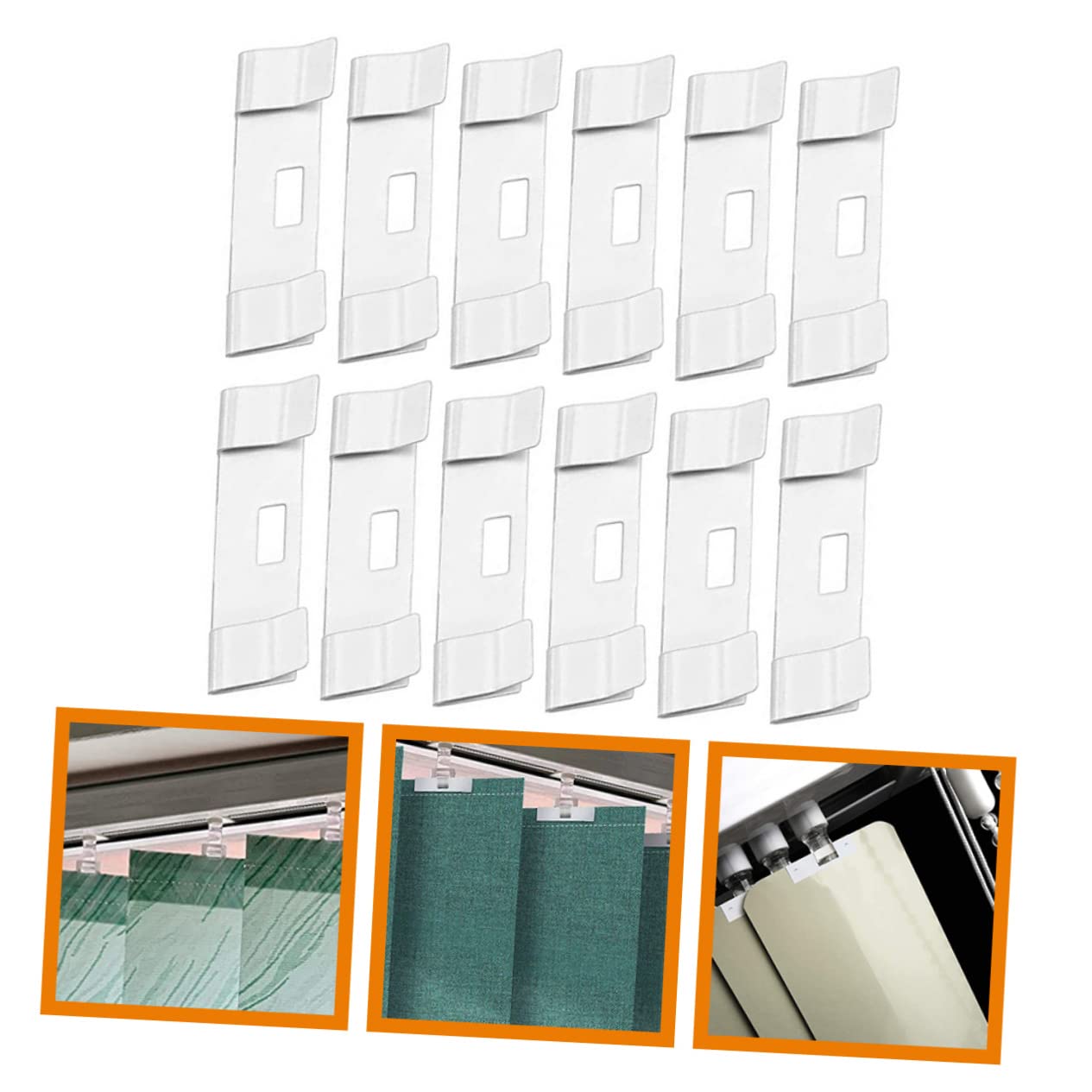 FUNOMOCYA Blinds Repair Kit 12pcs Vertical Blind Slat Clips Easy to Apply White Metal for Vinyl Fabric