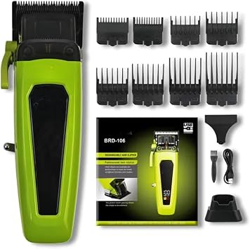 Compatible With BRDCLIP BRD-106 Professional Mens Hair Clipper 7500RPM DLC Blade Hair Trimmer with Base Charger, Heavy-Duty Hair Cutting MachineGreen