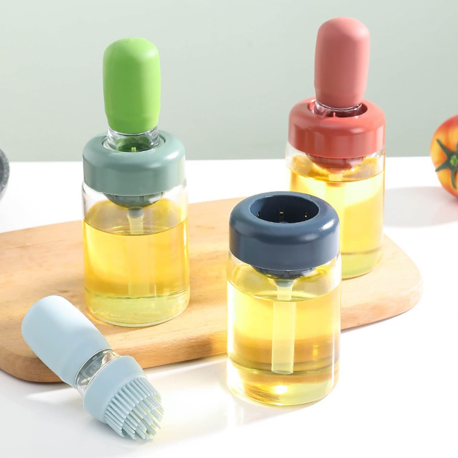 Botella de aceite portátil de silicona para barbacoa, herramienta de cocina, hornear, pastelería, barbacoa, accesorios de camping al aire libre, accesorios (blanco)