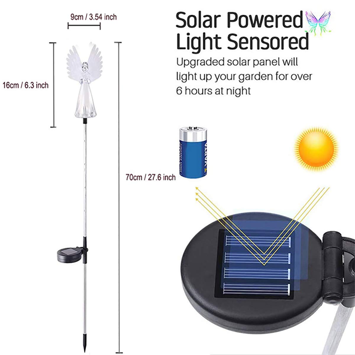 Set di 2 luci solari da esterno per giardino, terrazza, prato, sentiero