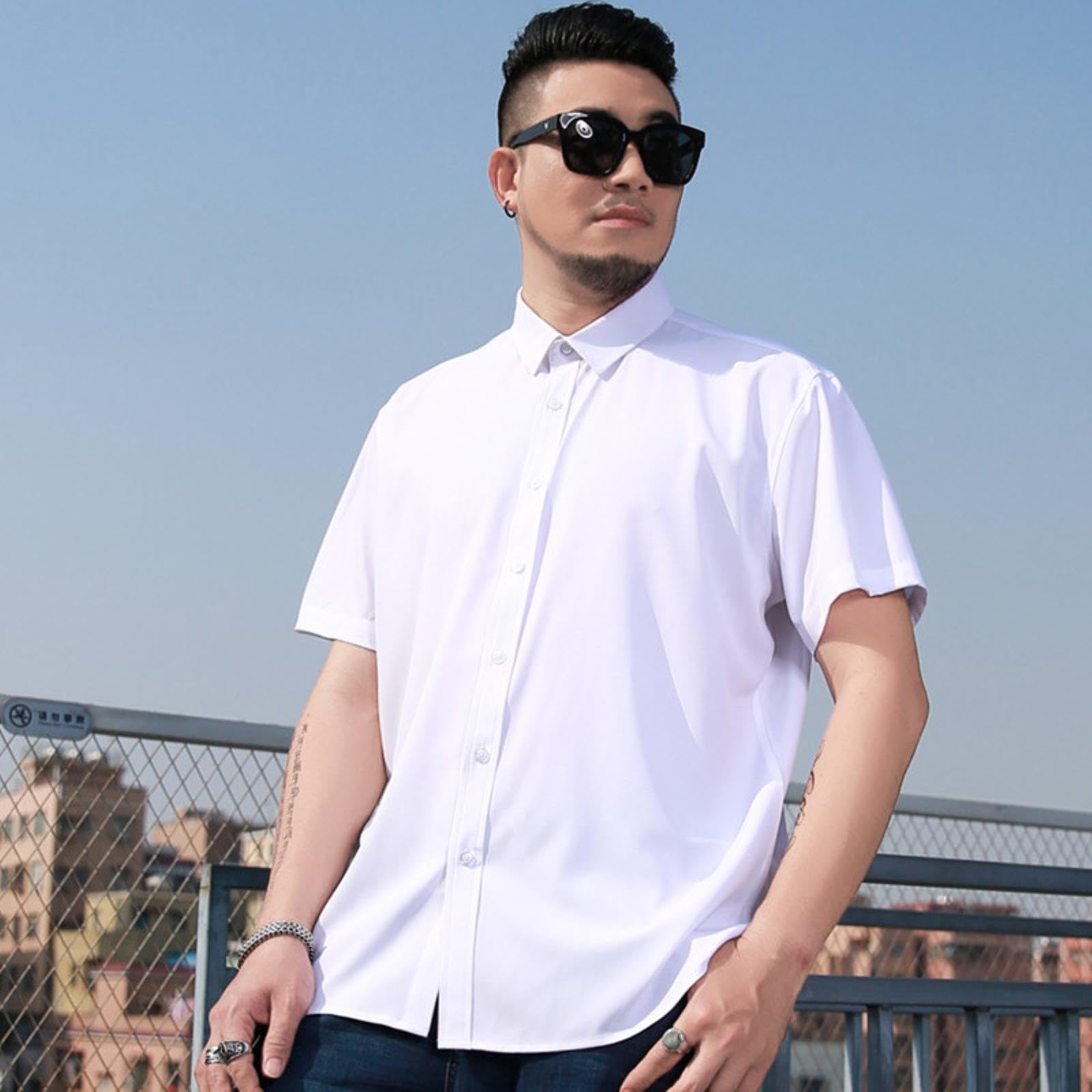 NOGRAX T-shirty męskie 10Xl 8XL 7XL letnia męska koszula z krótkim rękawem w jednolitym kolorze plus size luźna elastyczność na co dzień
