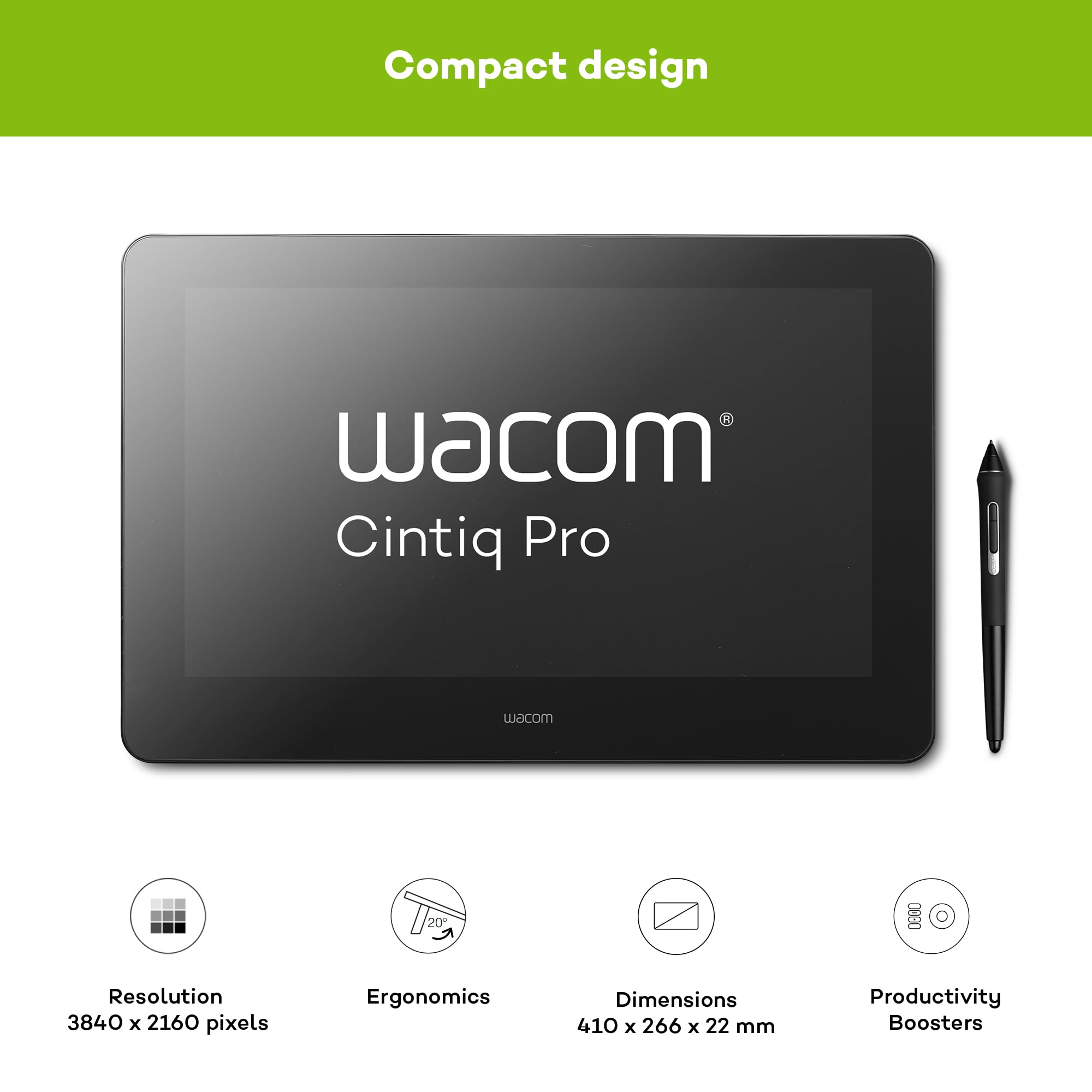 Wacom Cintiq Pro 16 Graphics Tablet 4K Resolution for Professional