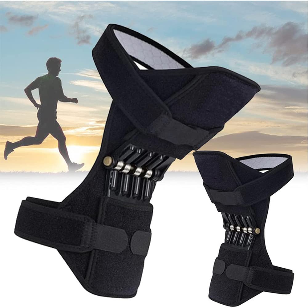 WDWDW Non Slip Sports Knee Pads Support 1 Pair of - Strong Rebound Spring Force Booster - Joint Pain Relief for Climbing,Squatting,Exercise,Black
