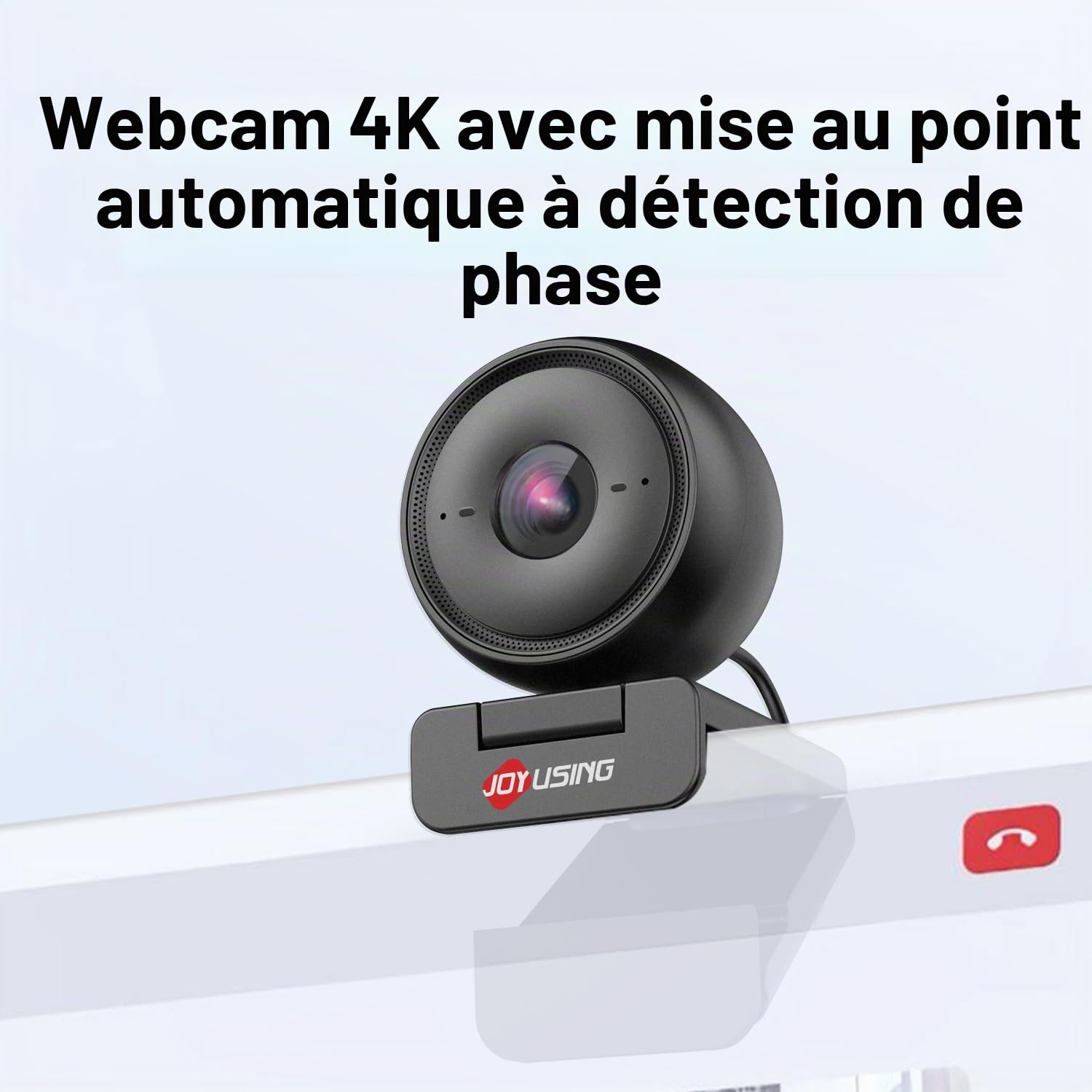 JOYUSING Flip600R 4K Webcam Streaming Ultra 4K HD Autofocus PDAF Microphones avec réduction du bruit FOV 73° Correction automatique de la lumière Caméra de confidentialité en