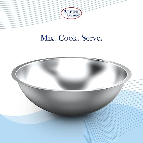 Miniatura 7 de Alpine Cuisine Deeper Edge - Tazón de acero inoxidable de 8 cuartos de galón, resistente y apto para lavavajillas, perfecto para preparación de