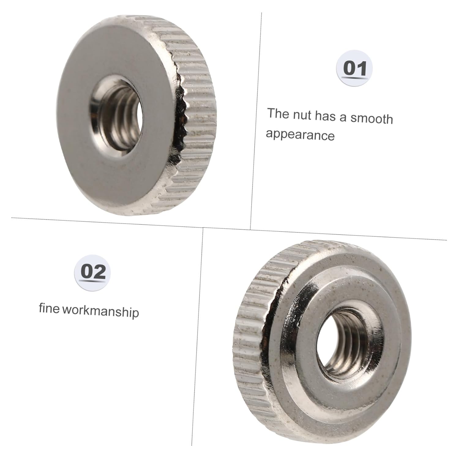 Round Knurled Thumb Nuts Lock Nuts for Easy Hand Installation High Hardness with Nickel Plating for Secure Connector Locking