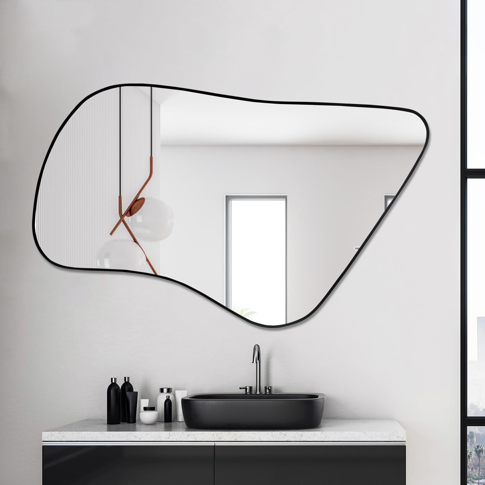 Irregular Mirror, Asymmetrical Mirrors, 34"x21.7" Bathroom Mirrors, Modern Decorative Mirror for Bathroom Living Room Bedroom Entryway