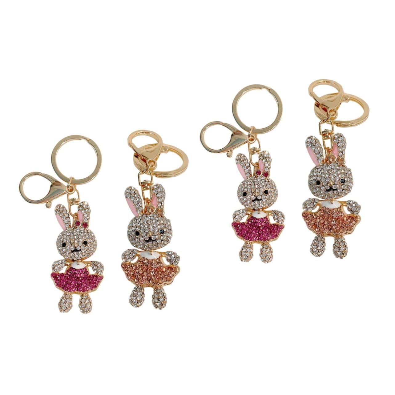 SHERCHPRY 4piezas Llavero De Conejo De Cristal Rhinestones Adorno Para Bolso Accesorio Ligero y Atractivo Para Claves y Mochilas Diseño Elegante y Moderna Decoración