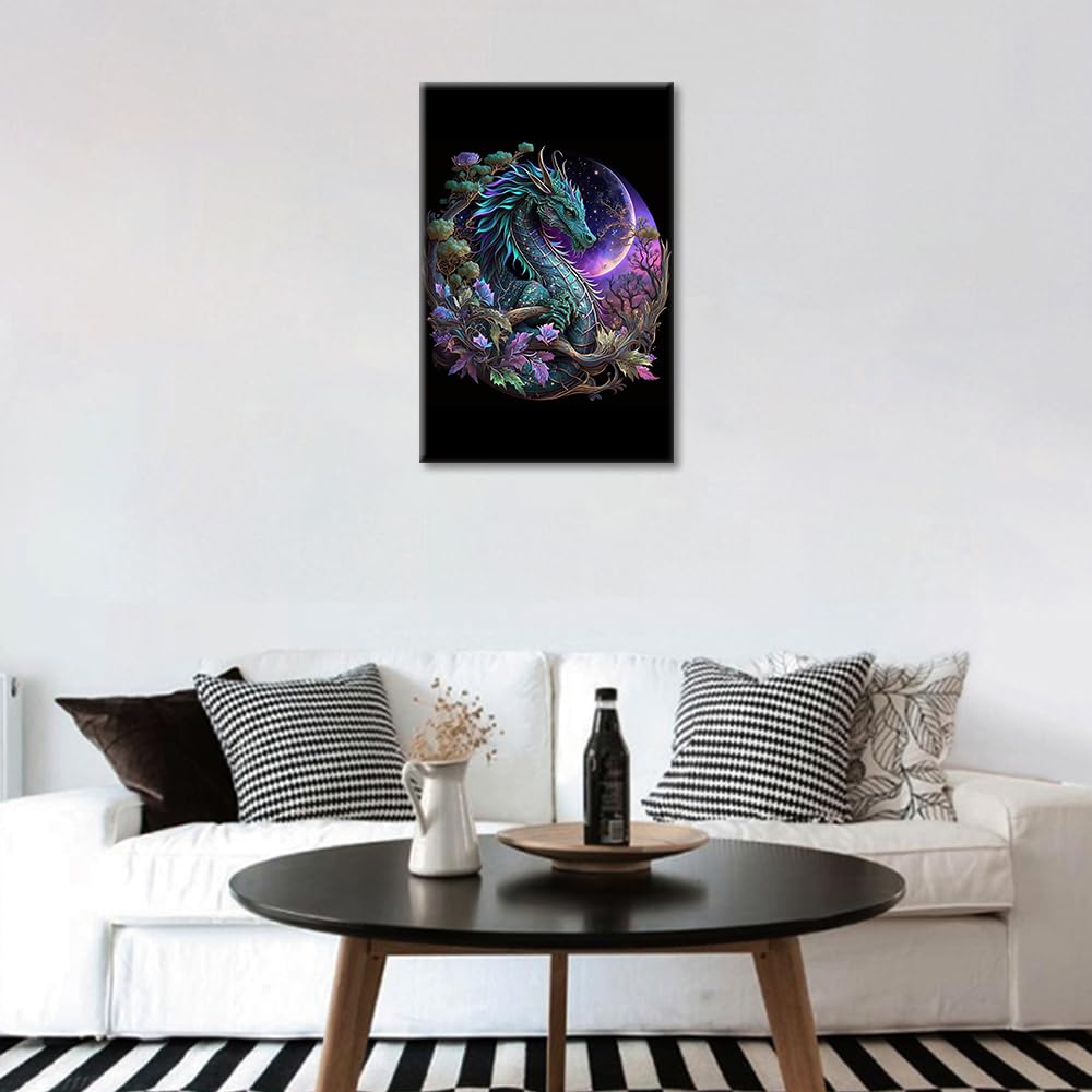 Red Dragon Poster Print on Canvas Medieval Dragon Wall Decor Dragon Wall Art 1 Panel Pictures for Bedroom Stretched and Framed Ready to Hang (16''Wx 24''H) - Image 4