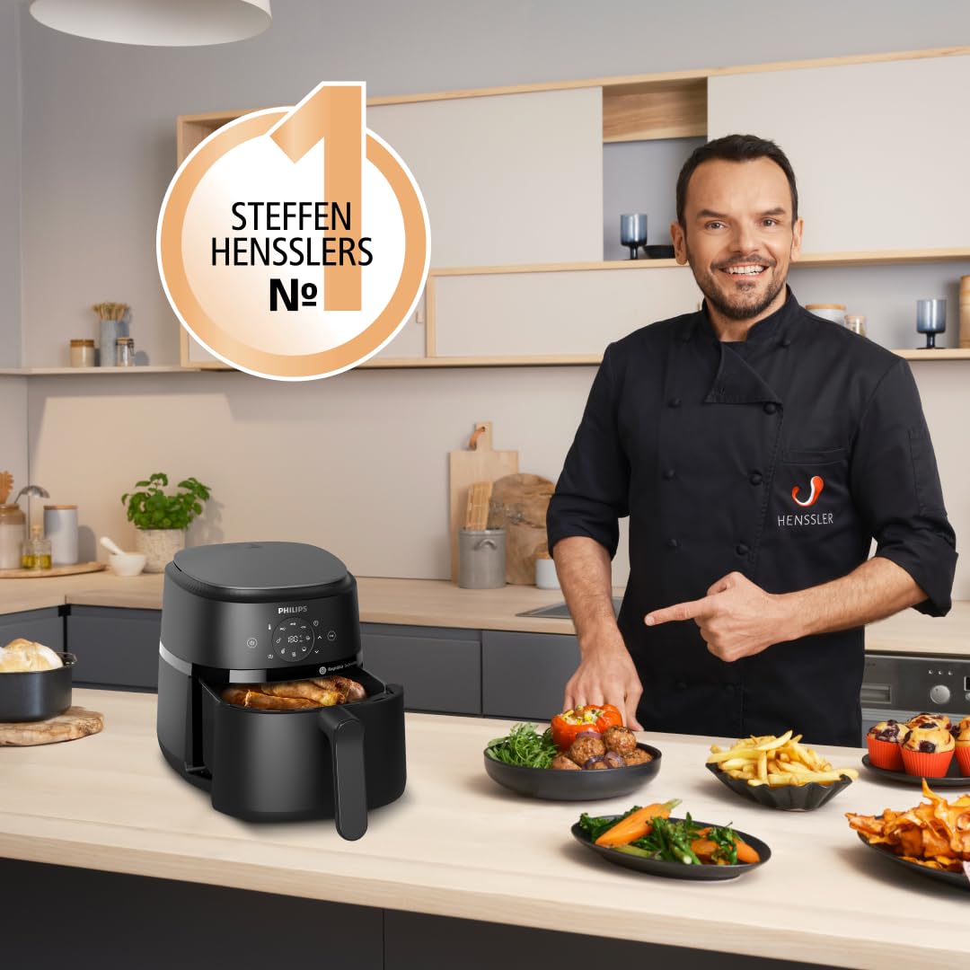 Philips Airfryer 2000 Series Heißluftfritteuse 4,2L Digitaler Touchscreen 13 Garoptionen 1500W Schwarz