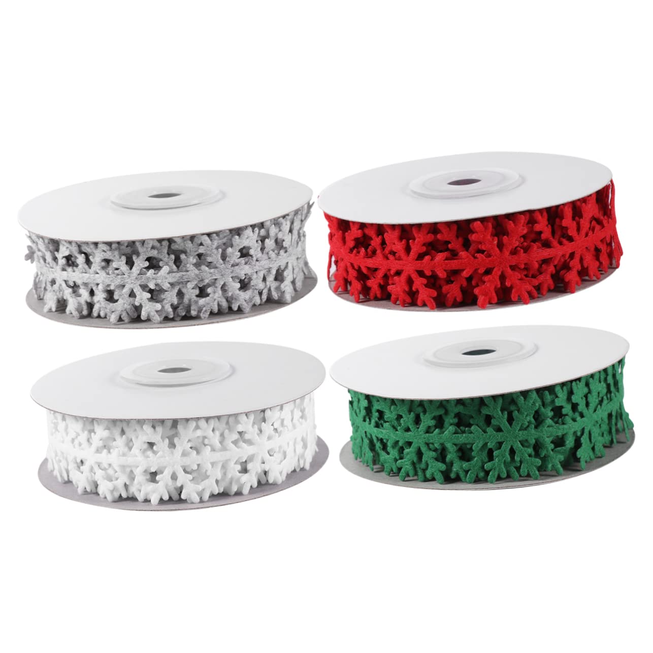 Anneome 4 Rollos Cinta Navideña con Estampado de Colores Rojo Verde Gris y Blanco para Manualidades y Embalaje de Regalos Festivos