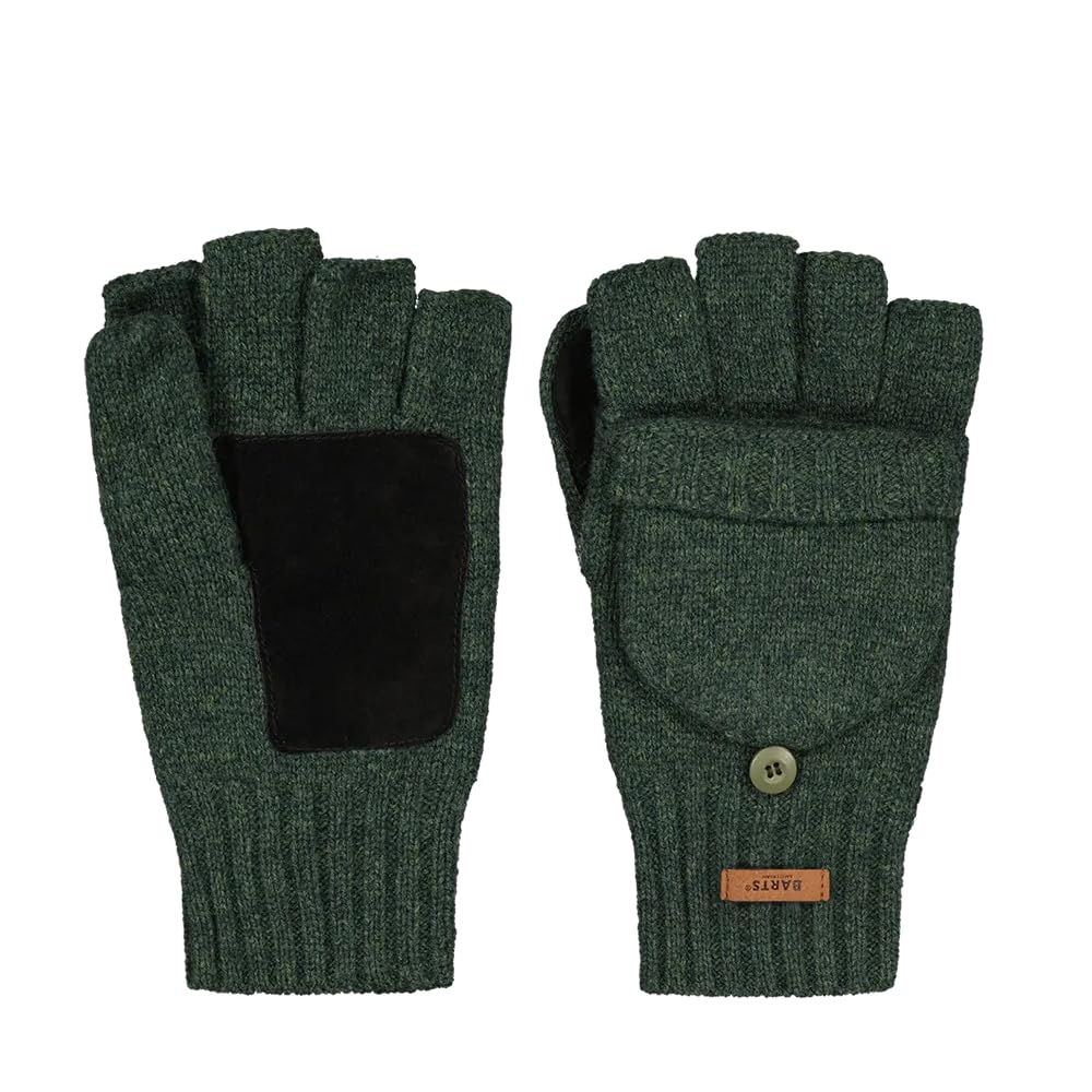 Barts Haakon Fingerless Wool Gloves Men - mittens knit with lining Winter Autumn-Winter - S/M olive