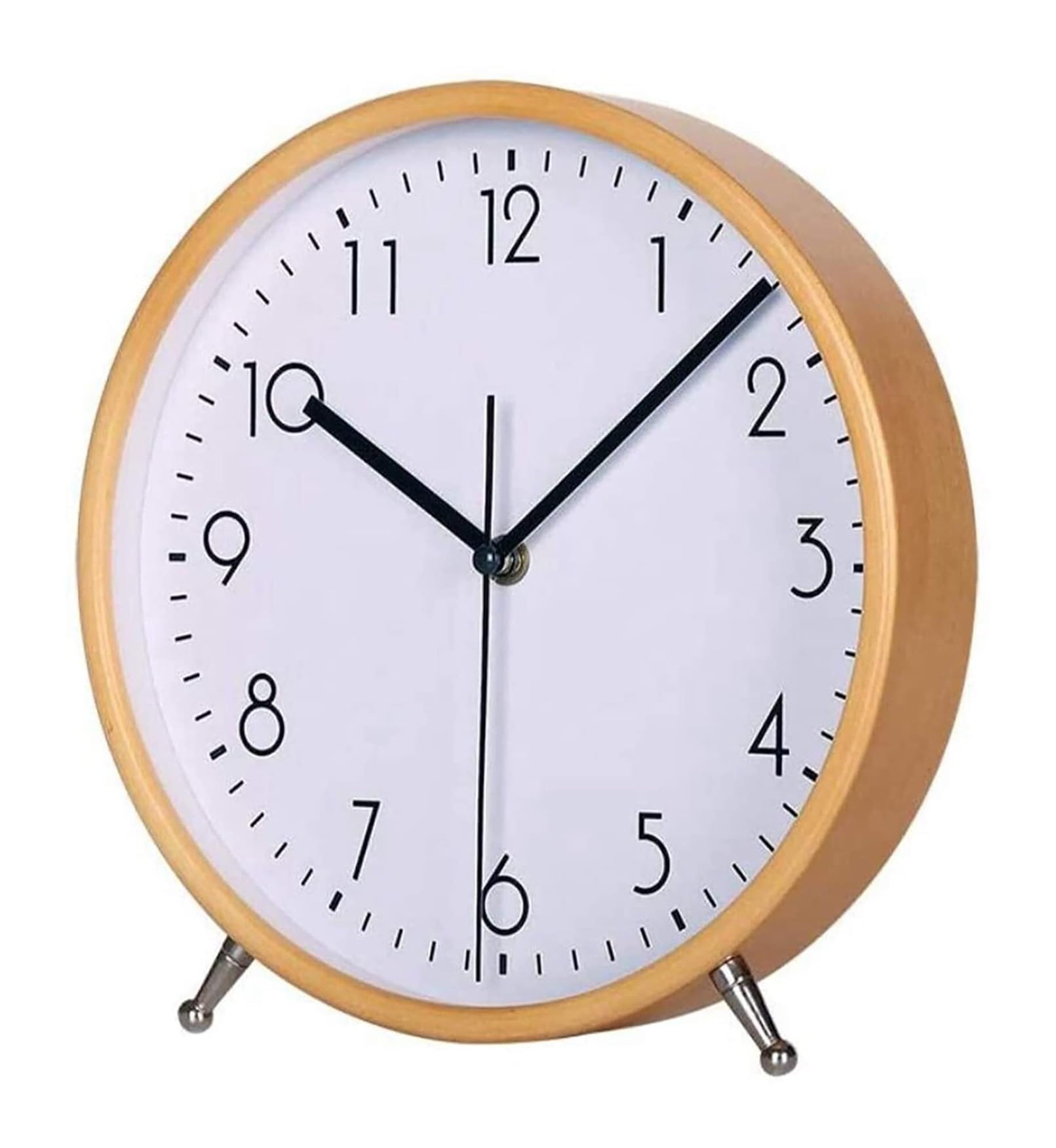 BLEKWETAAT Table Clock Wood Desk Operated for Bedroom Bedside Kitchen Round Decor Table Clock Silent Non Ticking Quiet Clock Table clock(8 inches)