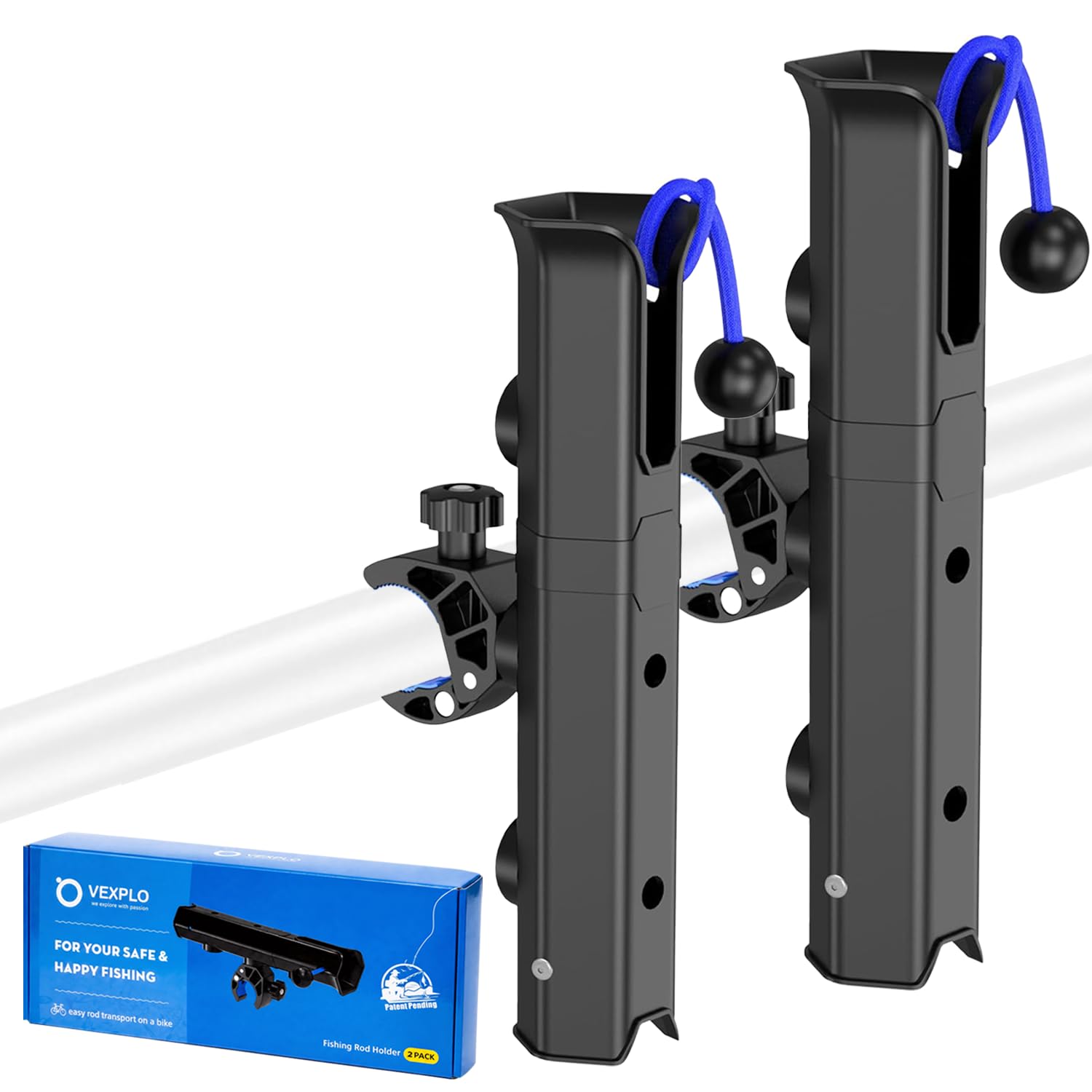 VEXPLO Fishing Rod Holder for Bike, Clamp On Bicycle Fishing Pole Holder