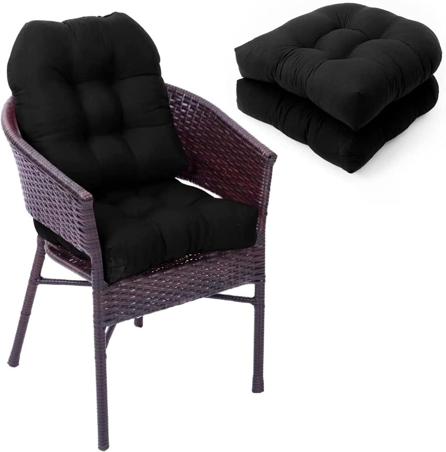 2 Pack Outdoor/Indoor Tufted Seat Cushions, UShape Wicker