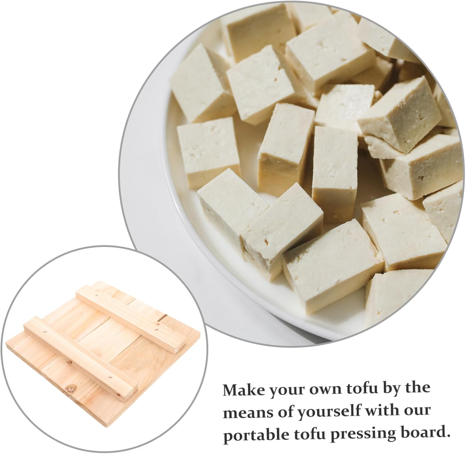 Mikinona Wooden Tofu Press Maker Tofu Making Mold Wood Press Board for Cheese Mold Water Squeezer
