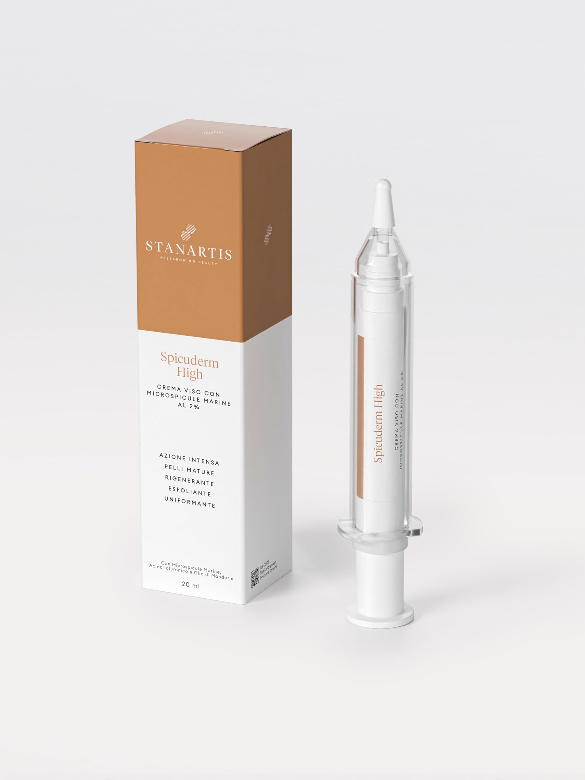 Stanartis Crema Viso Rigenerante Spicuderm High – Trattamento Intensivo con 2% di Micro-Spicule Marine e Acido Ialuronico, Effetto Rinnovante Antirughe 20 ml - Uso 3 volte a Settimana