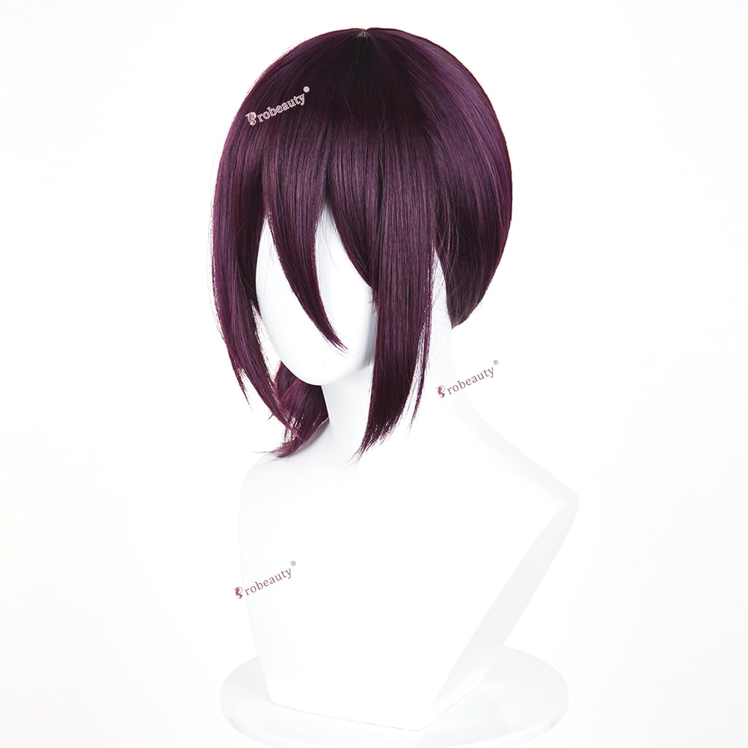 Probeauty Short Purple Anime Wig for Women, Deep Purple Cosplay Halloween Wigs