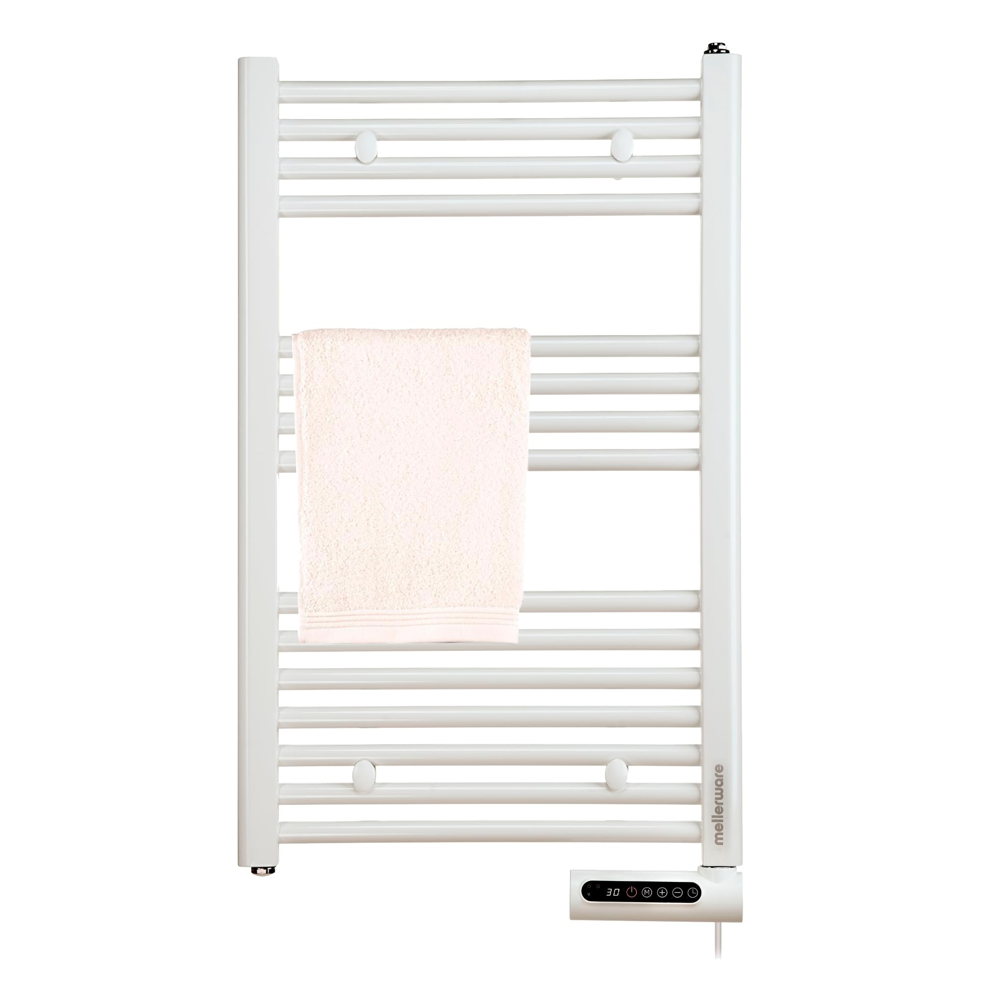 Mellerware - Toallero Eléctrico Cuddly! 500W Bajo Consumo | Programable | 3 Modos (Confort, Eco y Anti-congelante) + función “Ventana Abierta” | Instalación fácil | Aparato con IP24 | White