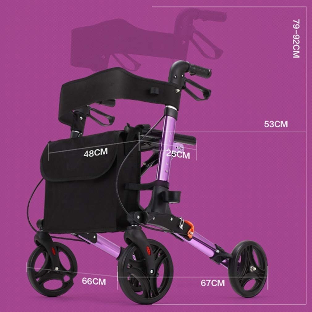 ERoomQ Wheeled Rolling Walker, Walking Aids for Seniors, Lightweight Foldable Aluminum Rollator Walker with Comfort Seat (A)