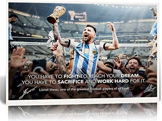2022 Qatar Football World Cup Poster Argentina Messi World Champion Boys Room Decorative Art Painting Gift (3) Canvas Painting Wall Art Poster for Bedroom Living Room Decor